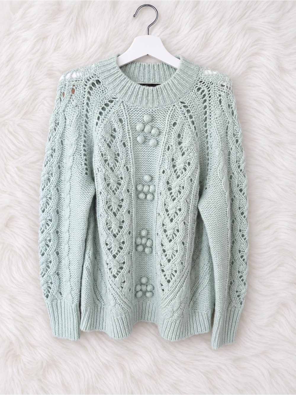 J. Crew Mint Cable Knit Crewneck Sweater| Size Small